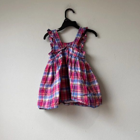 Ralph Lauren Baby Girls Sleeveless Plaid Dress With Ruffle Detail - Picture 2 of 3